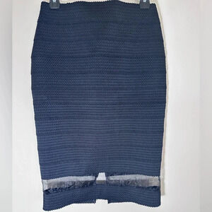 Express black pencil skirt mesh bottom business office work size Small